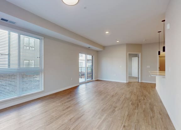 large empty living and dining space