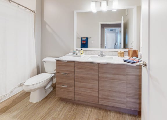 Bright Bathroom at Grove80 Apartments, Cottage Grove