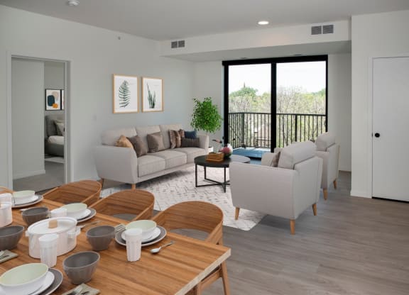 Modern Living Room at The Hill Apartments, Saint Paul, 55103