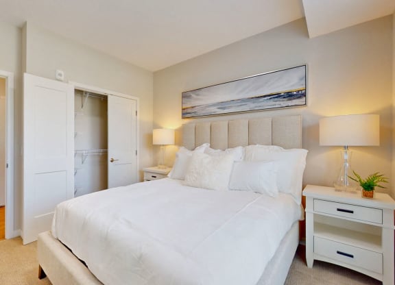 large bedroom with bed