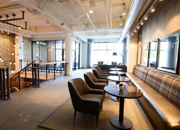 Open Seating Area in Club Room at 700 Central Apartments, Minneapolis, Minnesota
