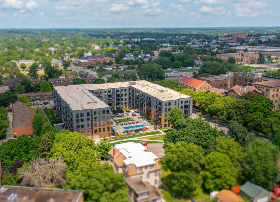 Drone View Of Community at The Hill Apartments, Saint Paul, MN