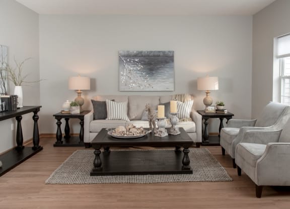 living room with neutral paint
