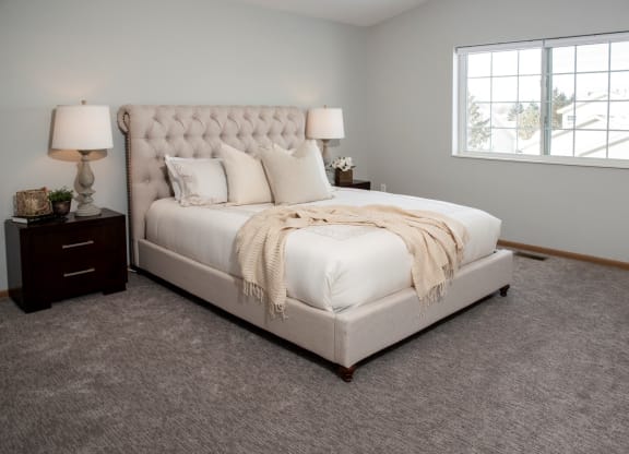 Master bedroom with vaulted ceiling