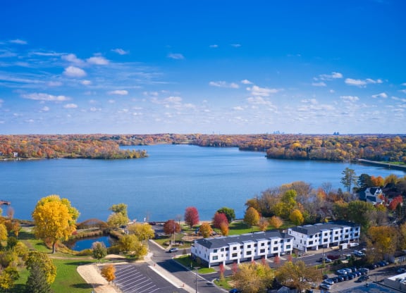 an aerial view of long lake mn