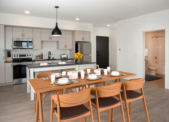 Dining Room and Kitchen View at The Hill Apartments, Saint Paul, MN, 55103