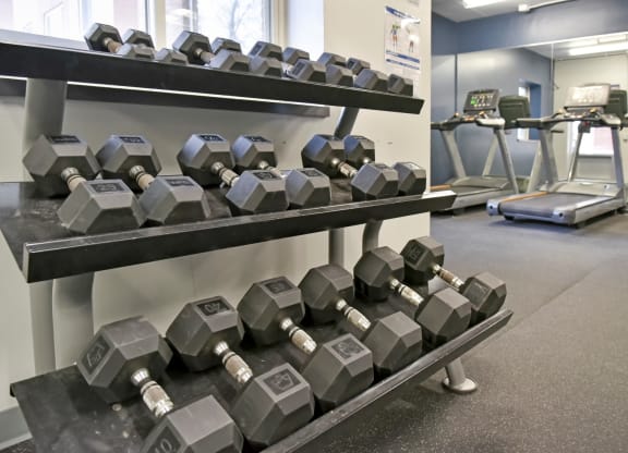 free weights in fitness at Bierman Place, Minneapolis, Minnesota