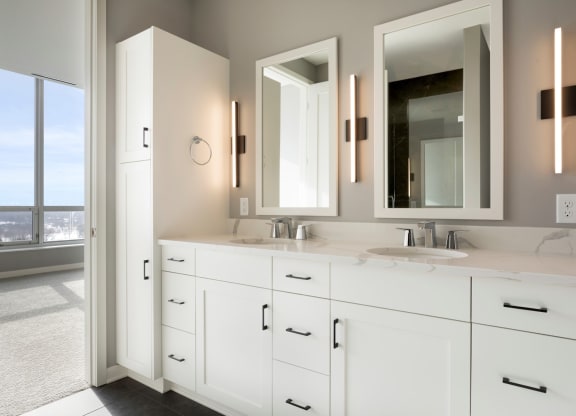 Bathroom With Storage at Calhoun Towers, Minneapolis, Minnesota