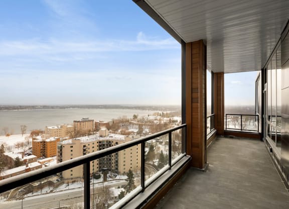 Spacious Living Room With Private Balcony at Calhoun Towers, Minneapolis, MN