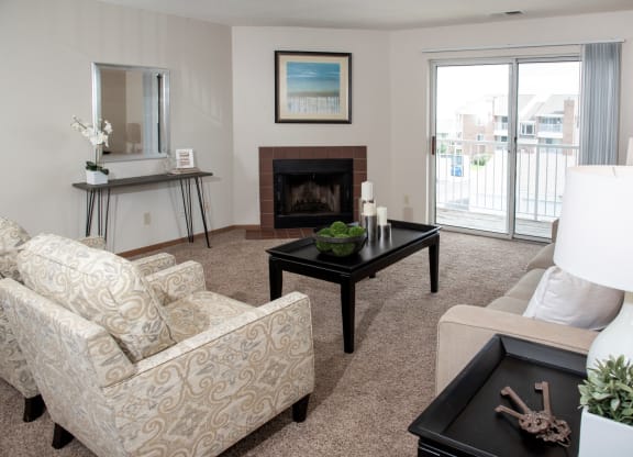 Classic 2 bedroom, 1.5 bath, model with fireplace at Cinnamon Ridge Apartments, Minnesota