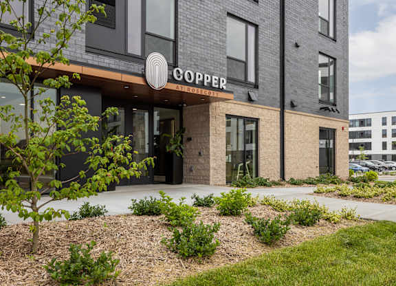 A modern building with the word