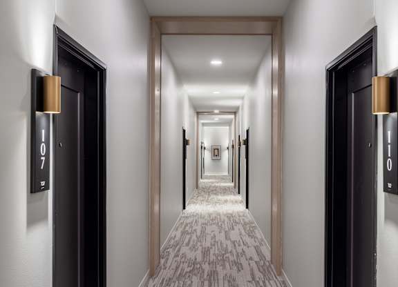 A hallway with doors 7 and 11.