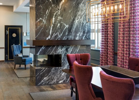 Clubhouse with TV, Fireplace, and Kitchen at Custom House, St. Paul, 55101