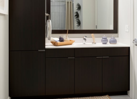 Custom Framed Bathroom Mirrors at Custom House, St. Paul, Minnesota