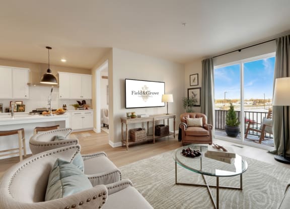 a living room with couches and chairs and a table