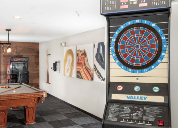game room with arcade games