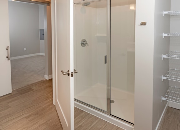 Built-In Shelving In Closet at Grove80 Apartments, Minnesota