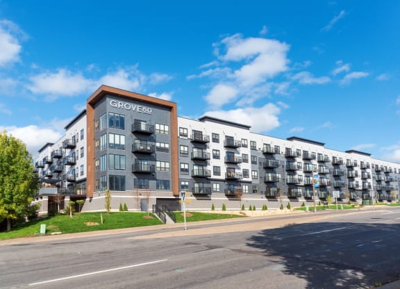 Street Exterior View of Grove80 Apartments, Minnesota