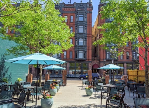 Handsome Hog Patio at The Hill Apartments, Saint Paul, Minnesota