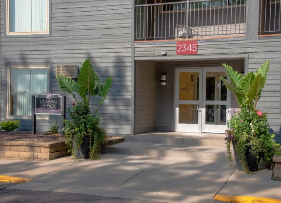 Exterior_leasing office at Hillsborough Apartments, Roseville, 55113