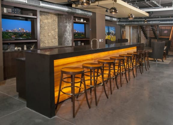 Bar Seating in Club Room at 700 Central in Minneapolis, MN