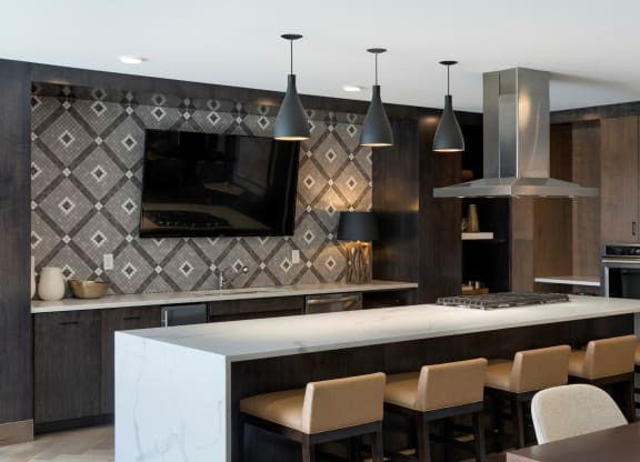 Kitchen with Sleek Interior Finishes at Residences at 1700, Minnetonka