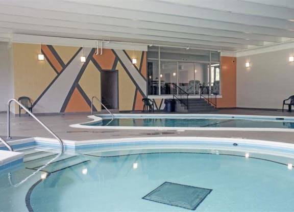 a large swimming pool in the middle of a building