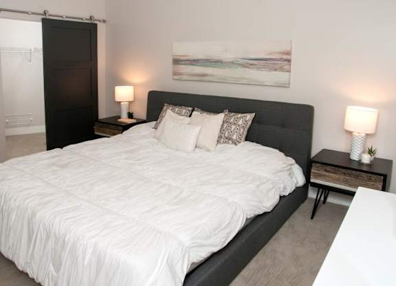Beige Carpet in Bedroom at The Finn I, St. Paul