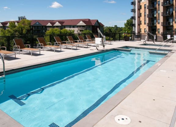 Outdoor Pool with Sun Deck at The Axis, MN