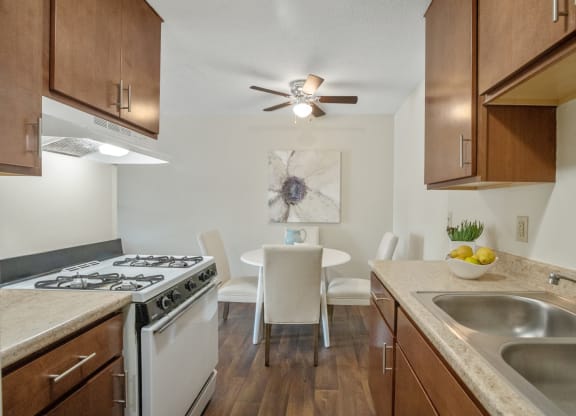 kitchen and dining room at Point of America Apartments,Brooklyn Park, Minnesota