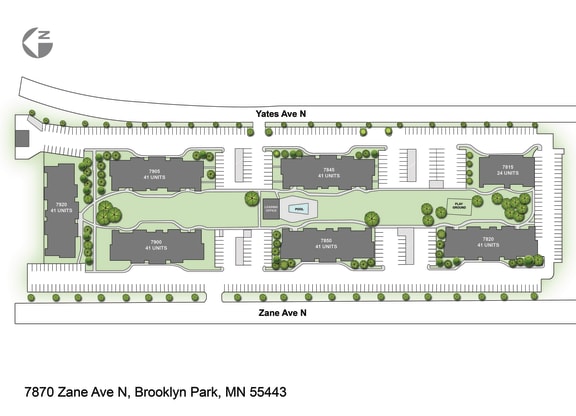 a site plan of the parking lot at Point of America Apartments,Minnesota, 55443