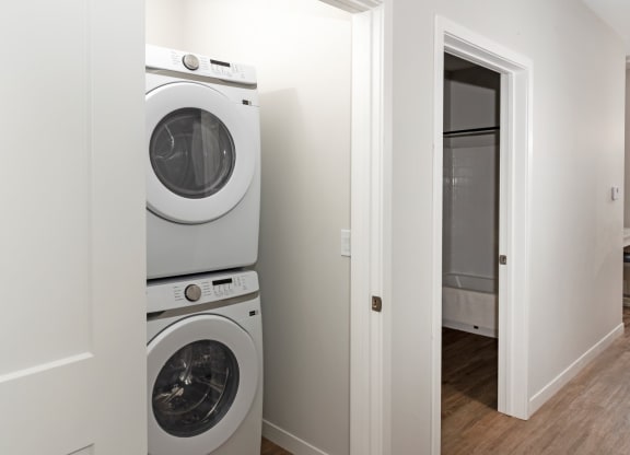 a washer and dryer in a laundry room