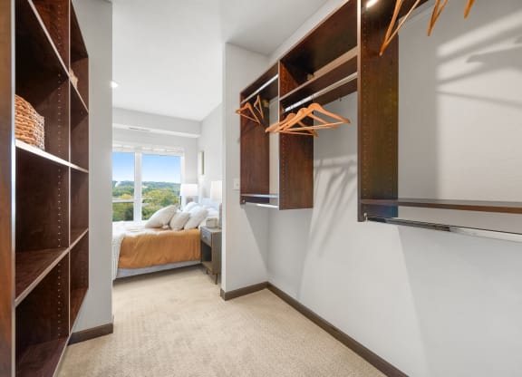 the closets in the master bedroom are spacious and organized