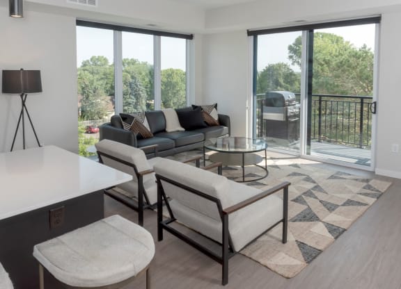 Spacious Living Area at The Exchange Apartments, Minnesota