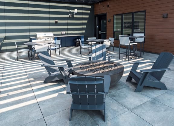 Outdoor Firepit Patio at The Exchange Apartments, Minnesota, 55112