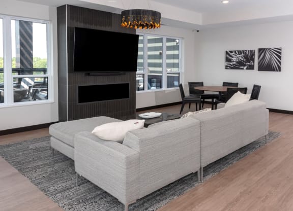 Resident Lounge With TV And Fireplace at The Exchange Apartments, New Brighton