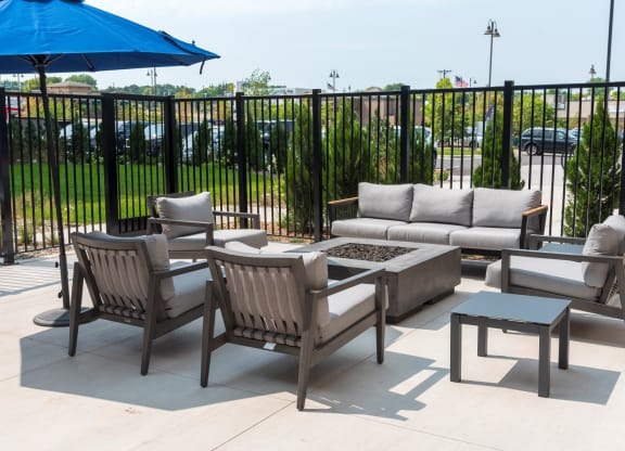 Outdoor Firepit Patio at The Exchange Apartments, New Brighton