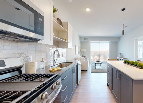 Modern Kitchen at The Exchange Apartments, Minnesota