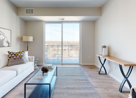 Living Room With Balcony at The Exchange Apartments, New Brighton