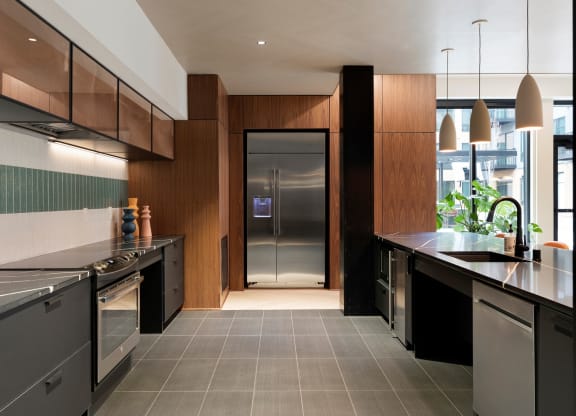 Clubhouse Kitchen Area at The Hill Apartments, Saint Paul, MN, 55102