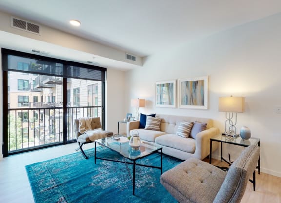 Modern Living Room at The Hill Apartments, Minnesota, 55102