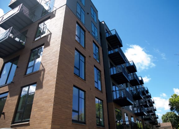 Elegant Exterior View at The Hill Apartments, Saint Paul, Minnesota