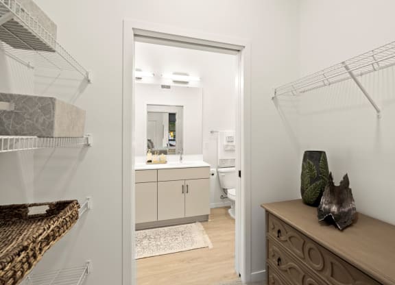 Bathroom With Adequate Storage at The Hill Apartments, Minnesota, 55103