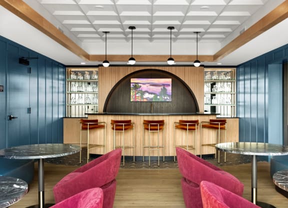 Eat-In Table With High Chairs In Clubhouse at The Mason, St. Paul, 55114