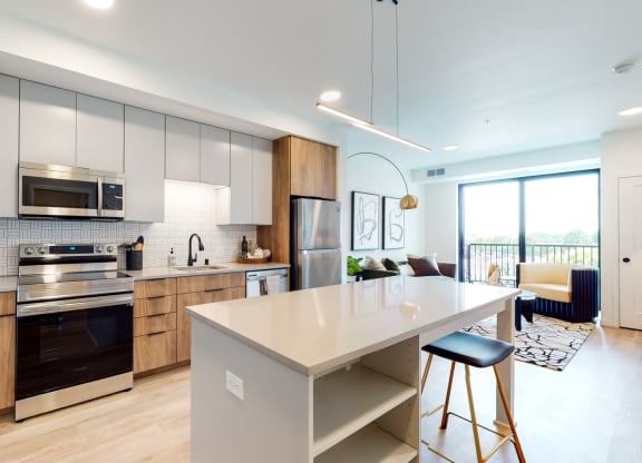 Gourmet Kitchen With Island at The Mason, St. Paul, Minnesota