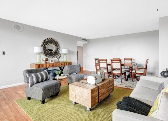 Living Room With Dining at The Original at West Lake Quarter, Minneapolis, MN