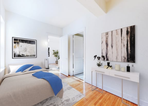 Spacious Open-Concept Bedroom with Tons of Natural Light Streaming In from Windows at The Park Apartments in Minneapolis, MN 55403