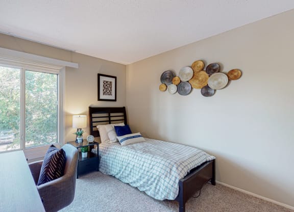 Bedroom With Study Table at The Tarnhill, Bloomington, MN