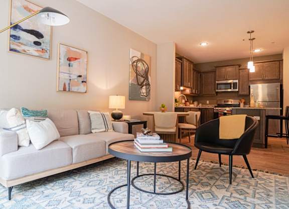 Living room decor with sofa at The Yards, South St. Paul, MN