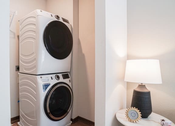 a washer and dryer in a hotel room at The Yards and Backyards, Minnesota